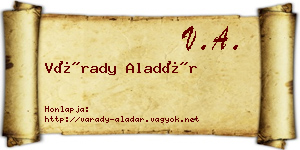 Várady Aladár névjegykártya